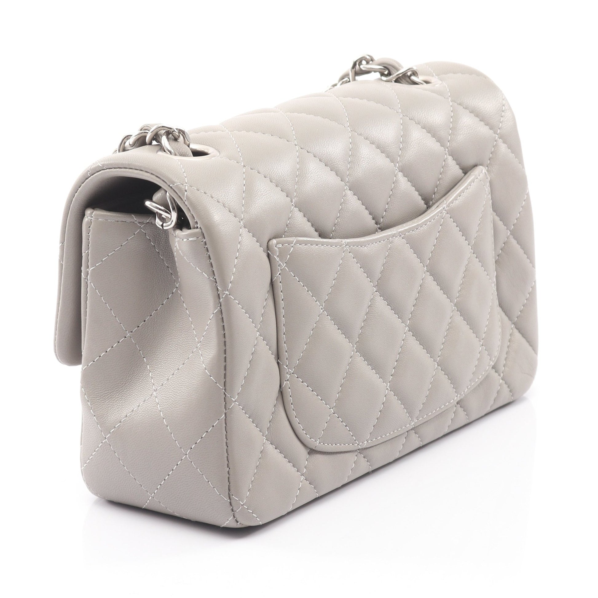 ミニマトラッセ20 チェーンショルダーバッグ ラムスキン グレー シルバー金具 シャネル バッグ CHANEL