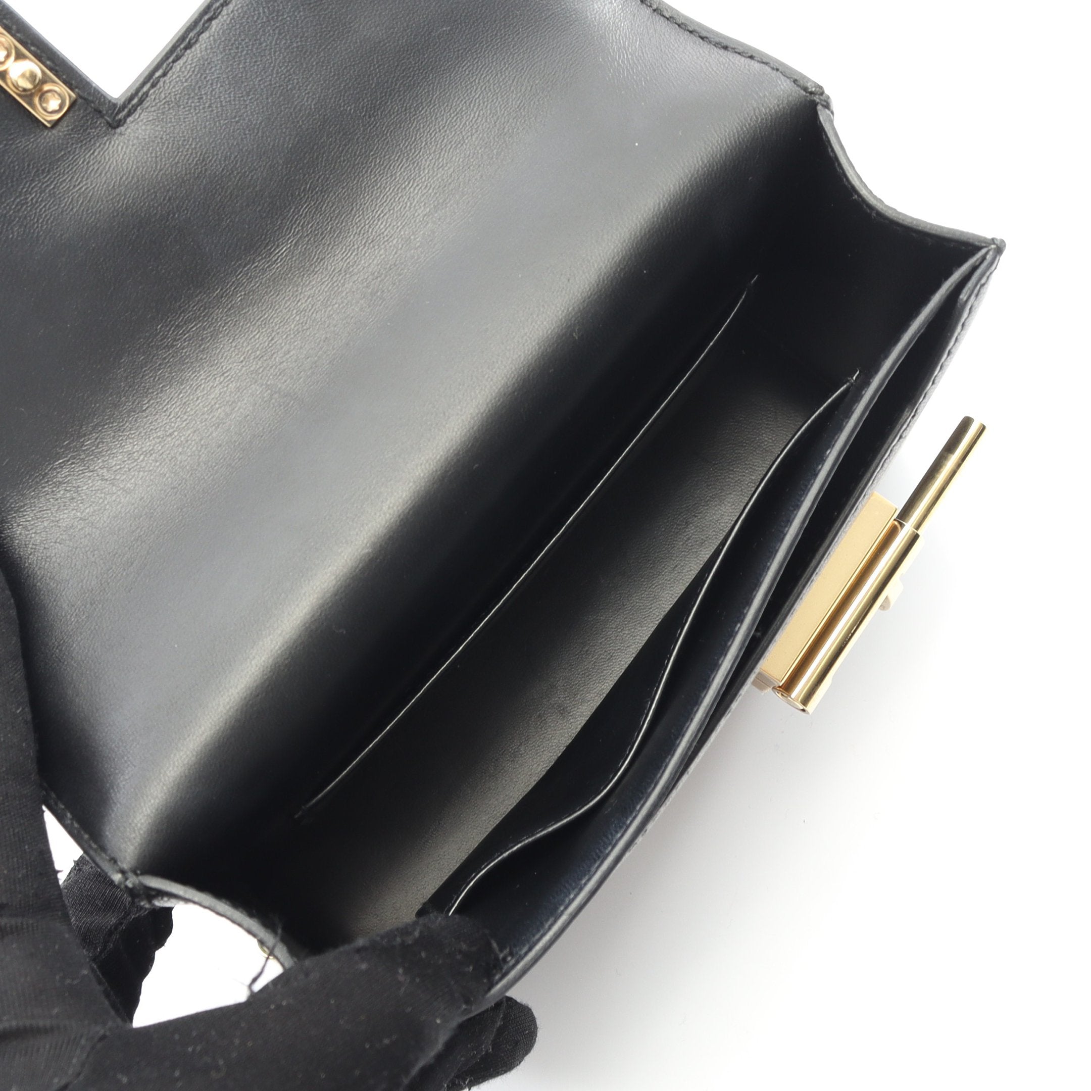 ヴェルー ミニ チェーンショルダーバッグ シェーブル ブラック コンビ