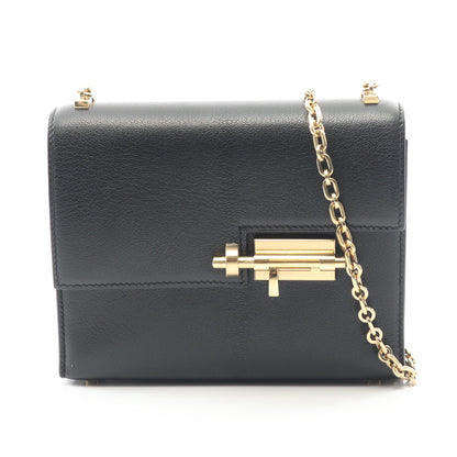 ヴェルー ミニ チェーンショルダーバッグ シェーブル ブラック コンビ金具 D刻印 エルメス バッグ HERMES