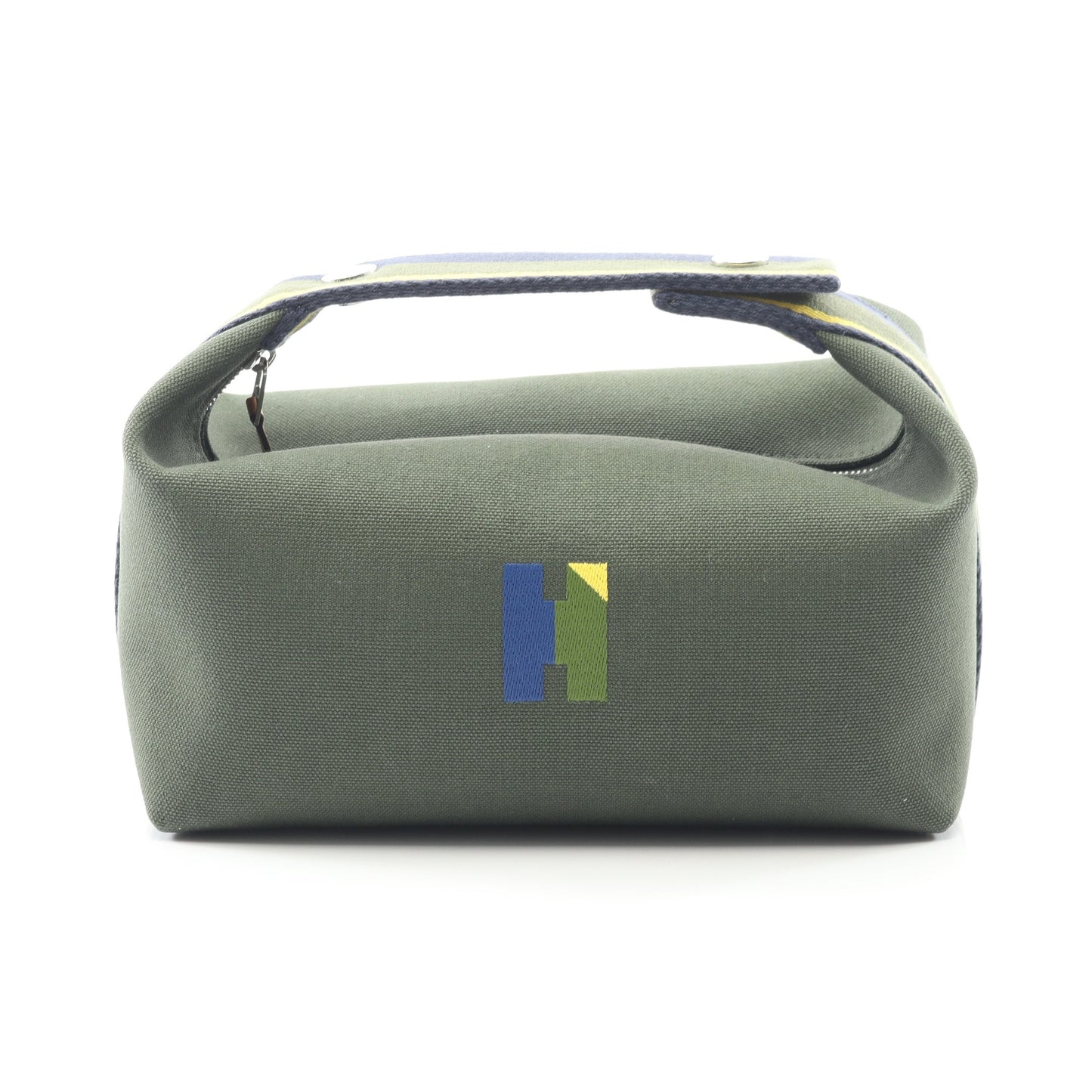 ブリッドアブラックPM ハンドバッグ キャンバス ダークグリーン ネイビー マルチカラー シルバー金具 エルメス バッグ HERMES