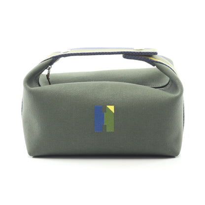 ブリッドアブラックPM ハンドバッグ キャンバス ダークグリーン ネイビー マルチカラー シルバー金具 エルメス バッグ HERMES