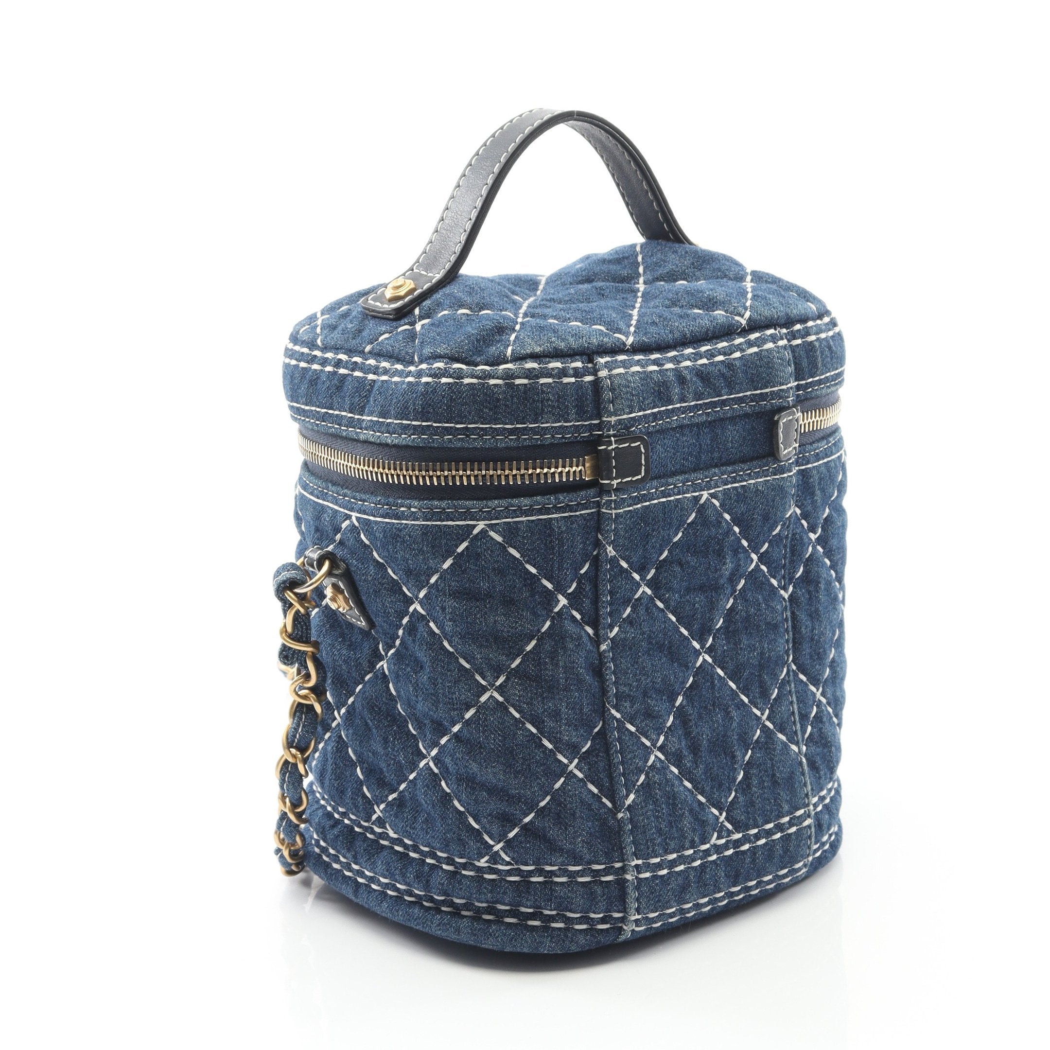 ココマーク バニティバッグ チェーンショルダーバッグ デニム ブルー