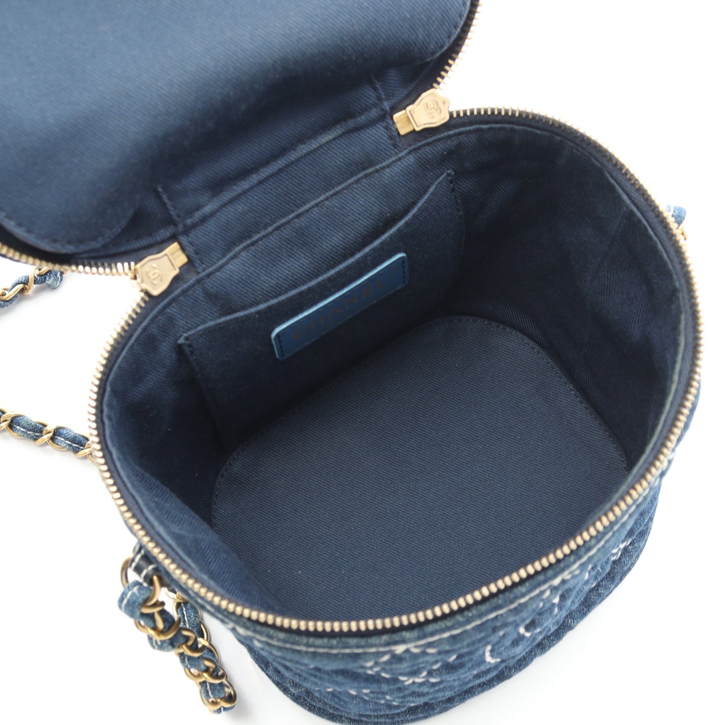 ココマーク バニティバッグ チェーンショルダーバッグ デニム ブルー ゴールド金具 2WAY シャネル バッグ CHANEL
