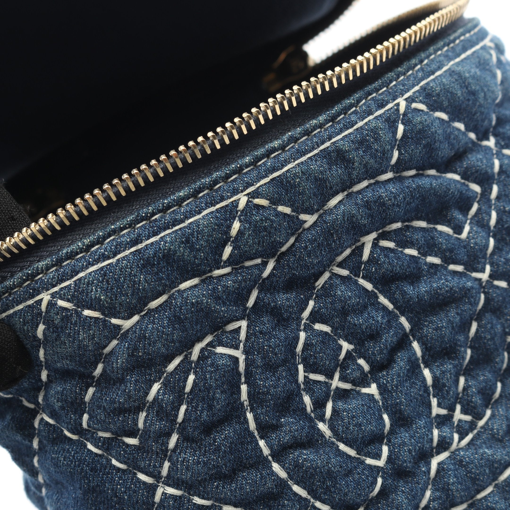 ココマーク バニティバッグ チェーンショルダーバッグ デニム ブルー