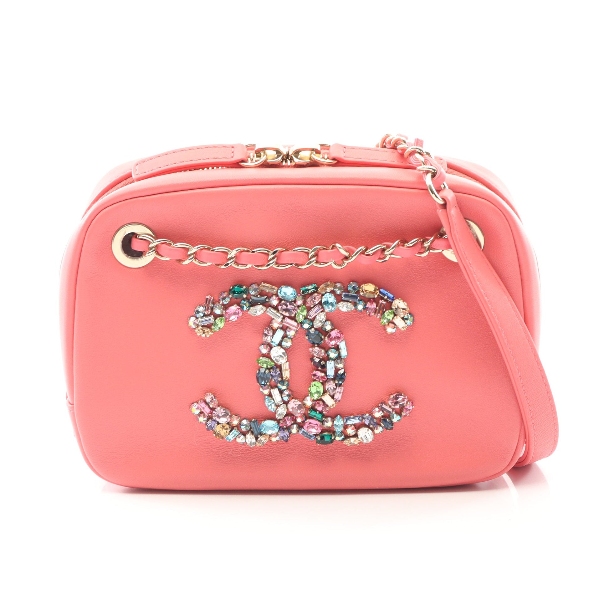 ココマーク チェーンショルダーバッグ ラムスキン ピンク ゴールド金具 ビジュー シャネル バッグ CHANEL