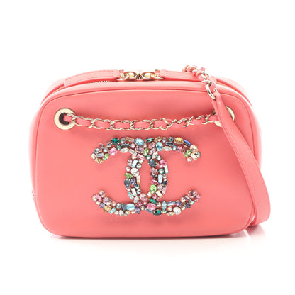 ココマーク チェーンショルダーバッグ ラムスキン ピンク ゴールド金具 ビジュー シャネル バッグ CHANEL