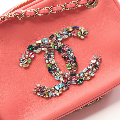 ココマーク チェーンショルダーバッグ ラムスキン ピンク ゴールド金具 ビジュー シャネル バッグ CHANEL