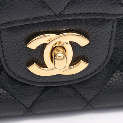 マトラッセ Wフラップ Wチェーンショルダーバッグ キャビアスキン ブラック ゴールド金具 シャネル