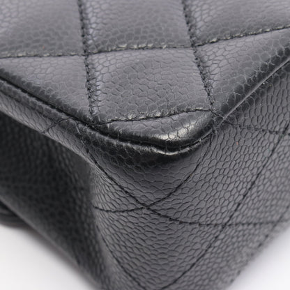 マトラッセ Wフラップ Wチェーンショルダーバッグ キャビアスキン ブラック ゴールド金具 シャネル