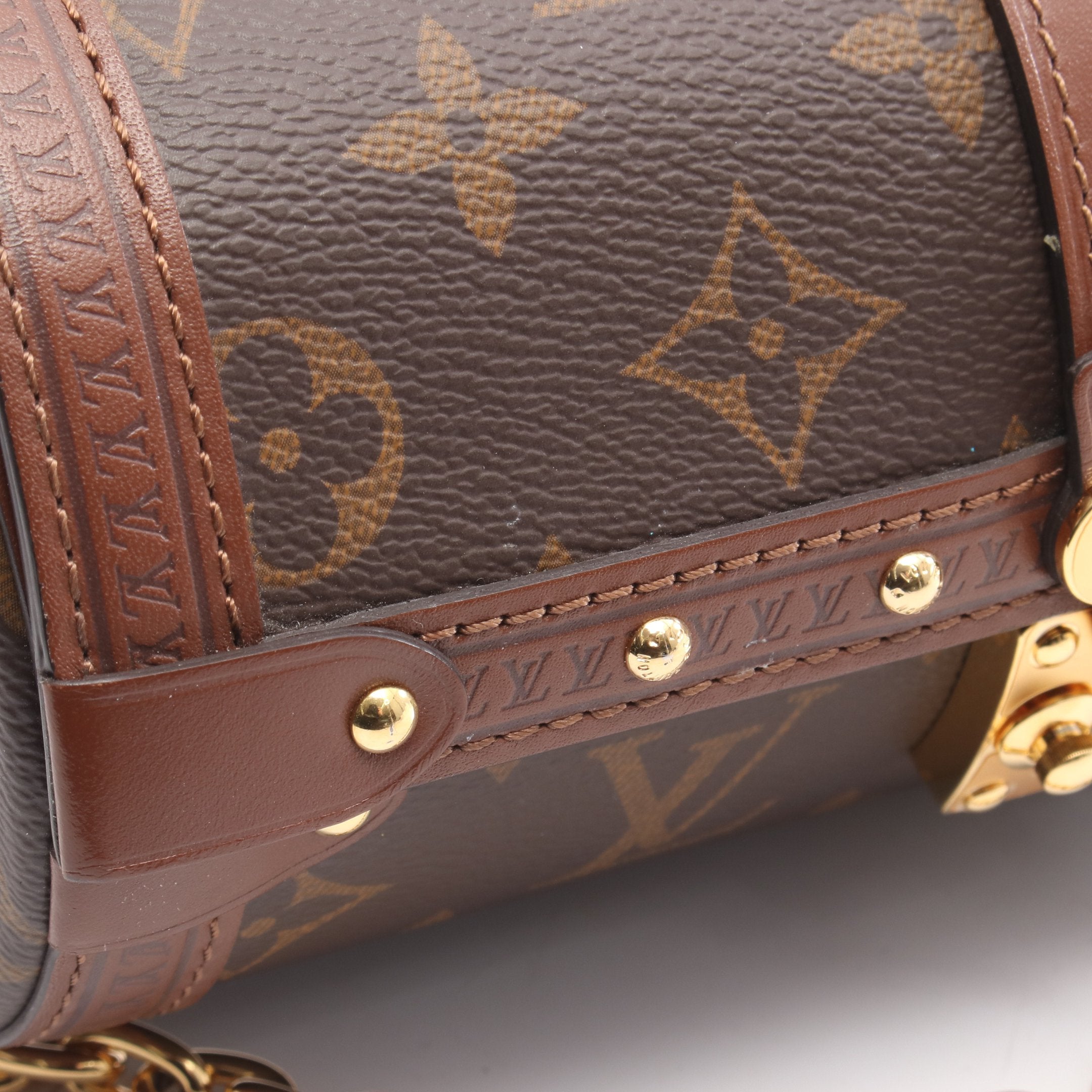 パピヨン トランク モノグラム チェーンハンドバッグ PVC レザー