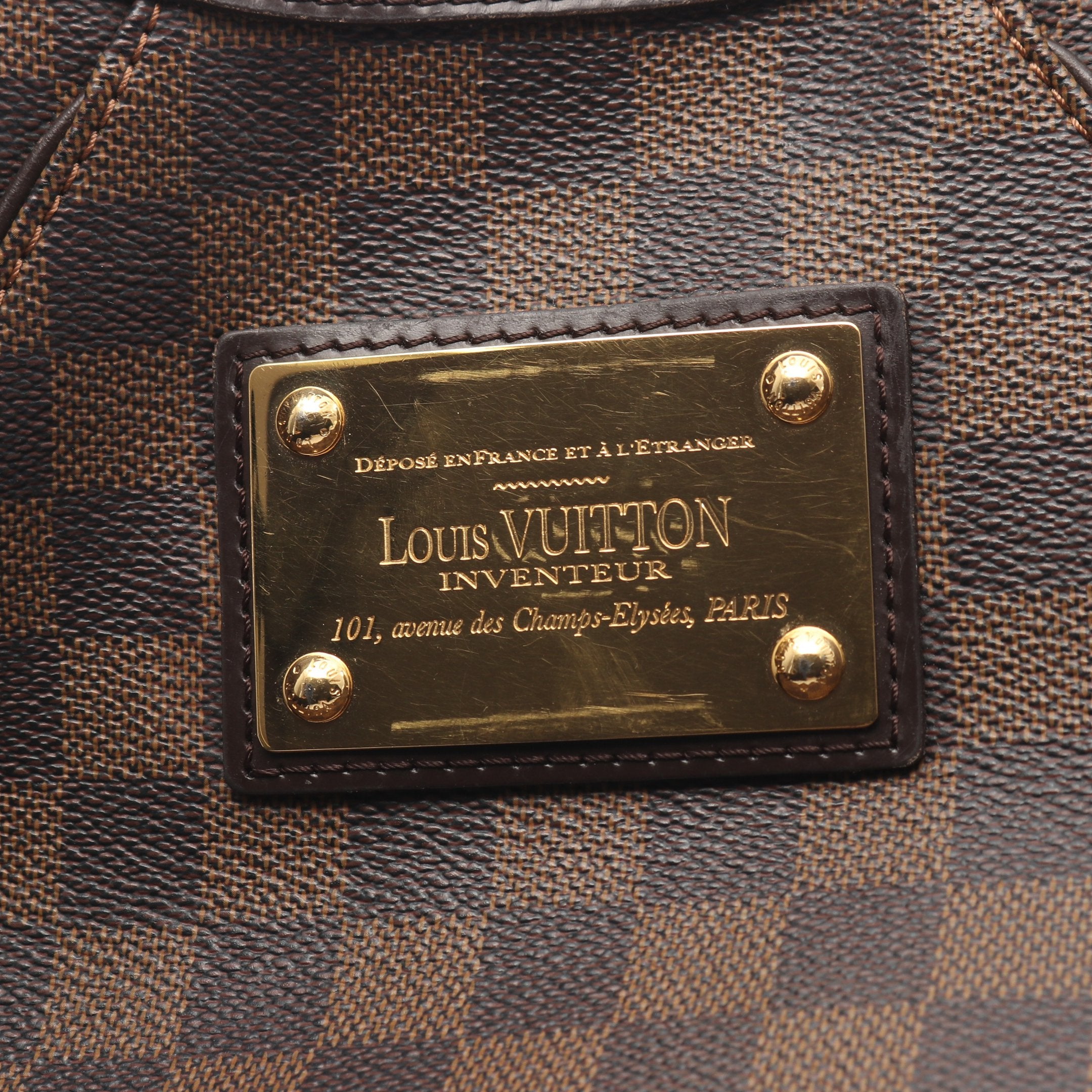 テムズPM ダミエエベヌ ワンショルダーバッグ PVC レザー ブラウン