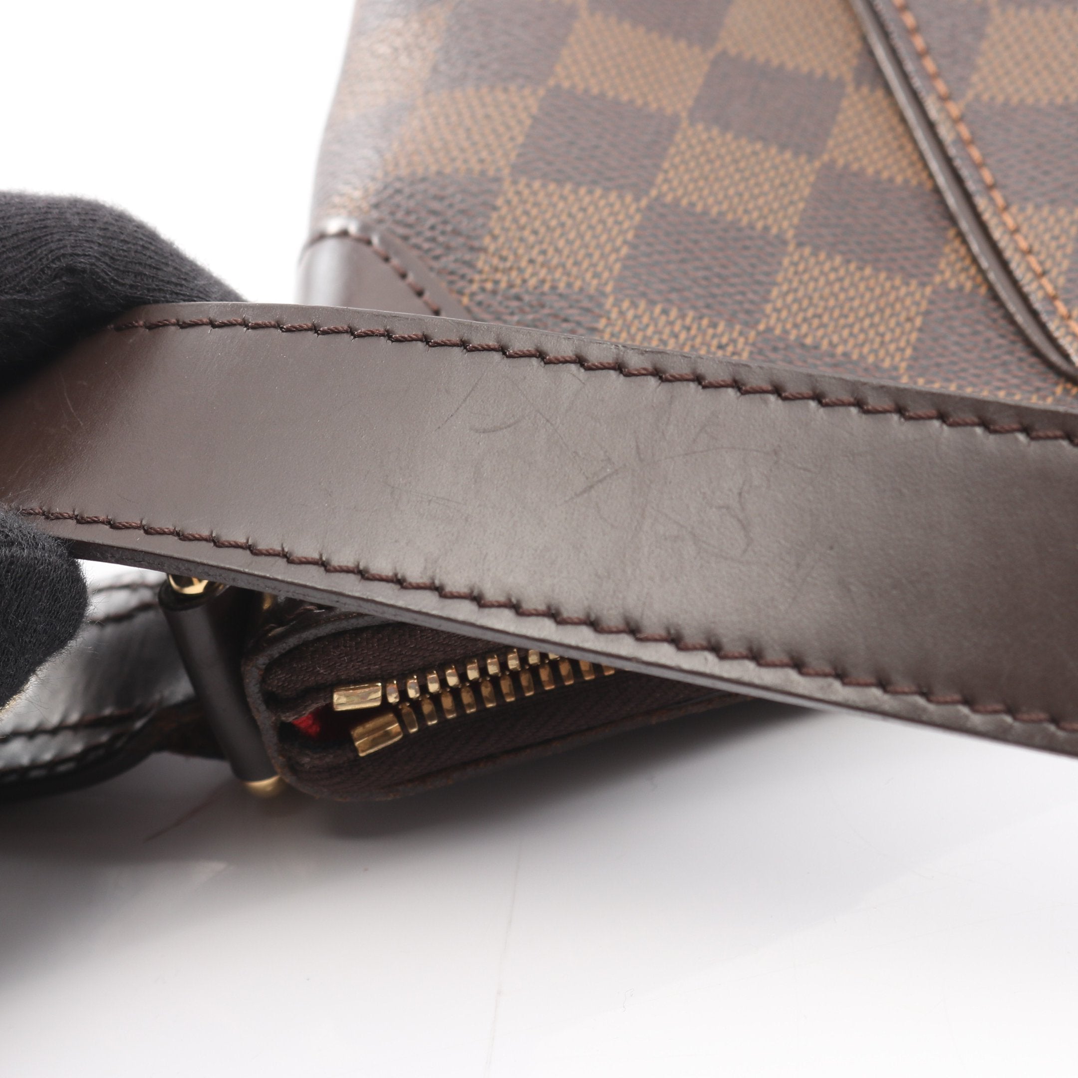 テムズPM ダミエエベヌ ワンショルダーバッグ PVC レザー ブラウン