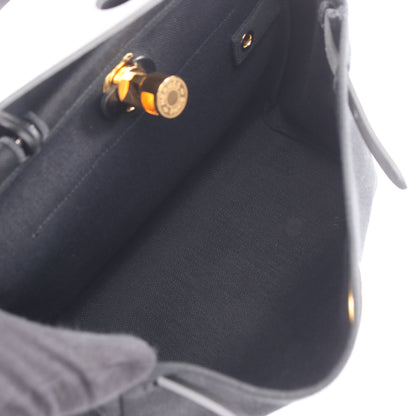 エールバッグジップPM ハンドバッグ トワルミリタリー ヴァッシュハンター ブラック ゴールド金具 2WAY W刻印 エルメス バッグ HERMES