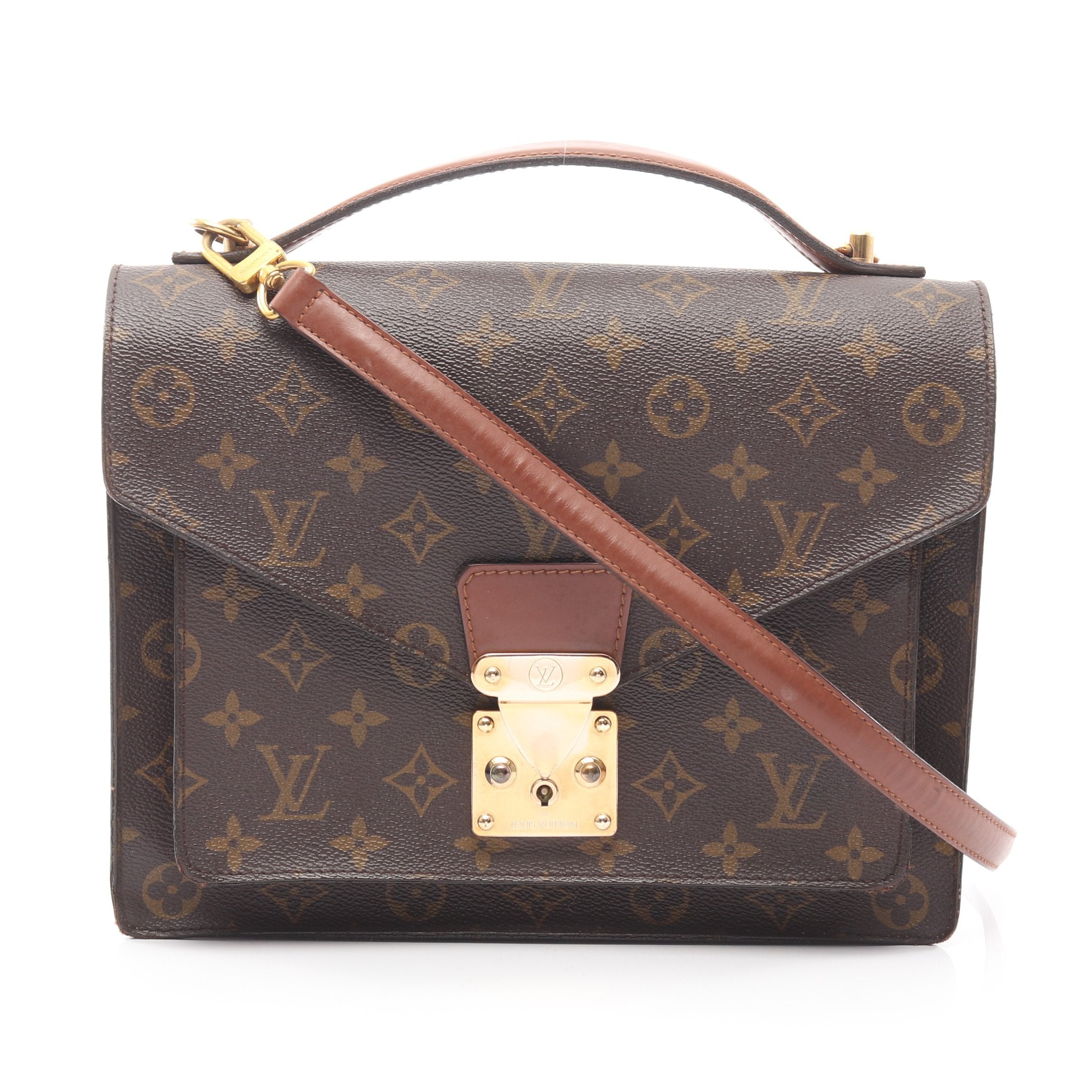 LOUIS VUITTON モノグラム モンソー ハンドバッグ ブラウン PVC モンソー モノグラム ハンドバッグ PVC レザー ブラウン 2WAY ルイ