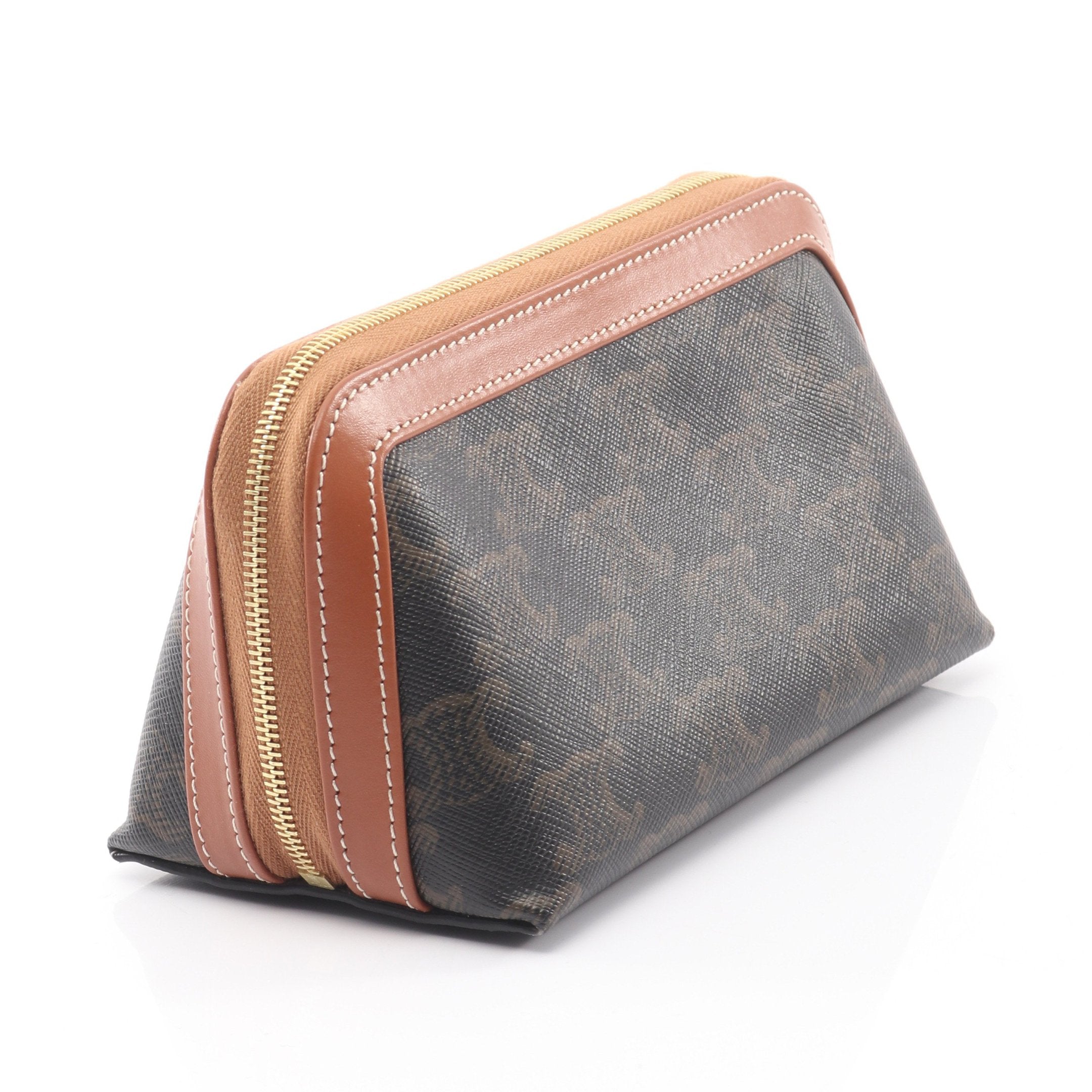 トリオンフ スモール コスメティック ポーチ PVC レザー ブラック