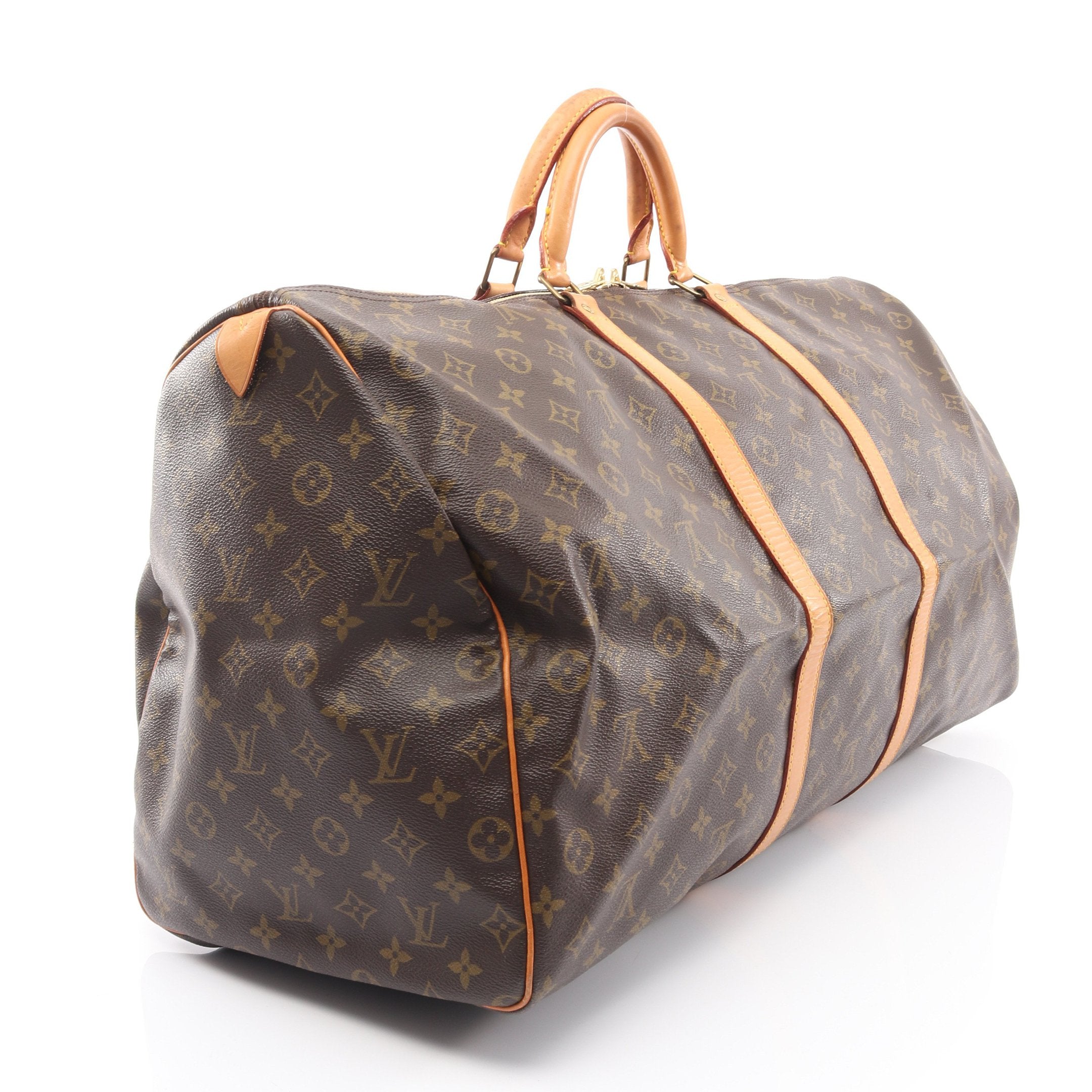 キーポル60 モノグラム ボストンバッグ PVC レザー ブラウン ルイ