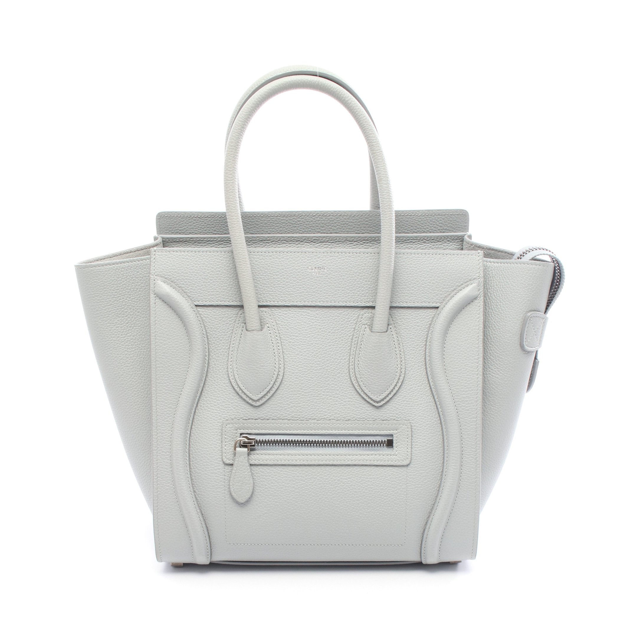 希少　セリーヌ ラゲージ マイクロ ショッパー　グレー　ハンドバッグ　4998 ラゲージ マイクロショッパー ハンドバッグ トートバッグ レザー