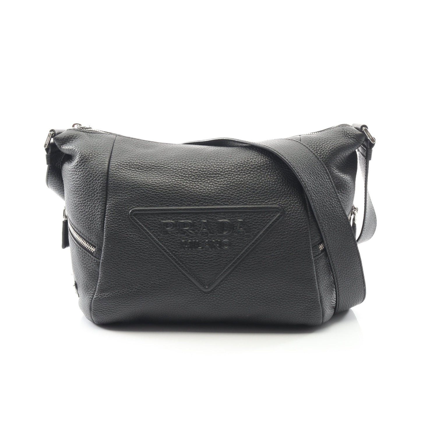 トライアングルロゴ ショルダーバッグ レザー ブラック プラダ