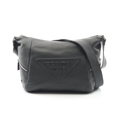 トライアングルロゴ ショルダーバッグ レザー ブラック プラダ