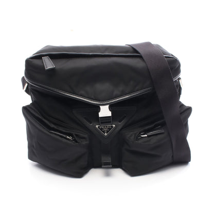 Re-Nylon メッセンジャーバッグ ショルダーバッグ ナイロン レザー ブラック プラダ