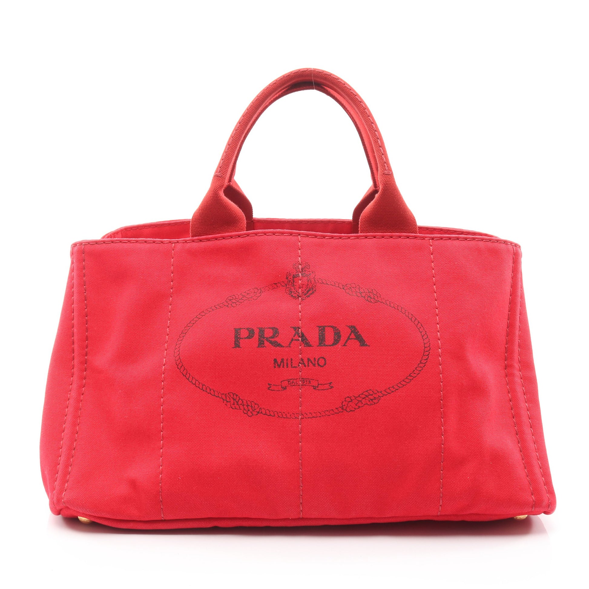 CANAPA カナパ ハンドバッグ トートバッグ キャンバス レッド プラダ バッグ PRADA