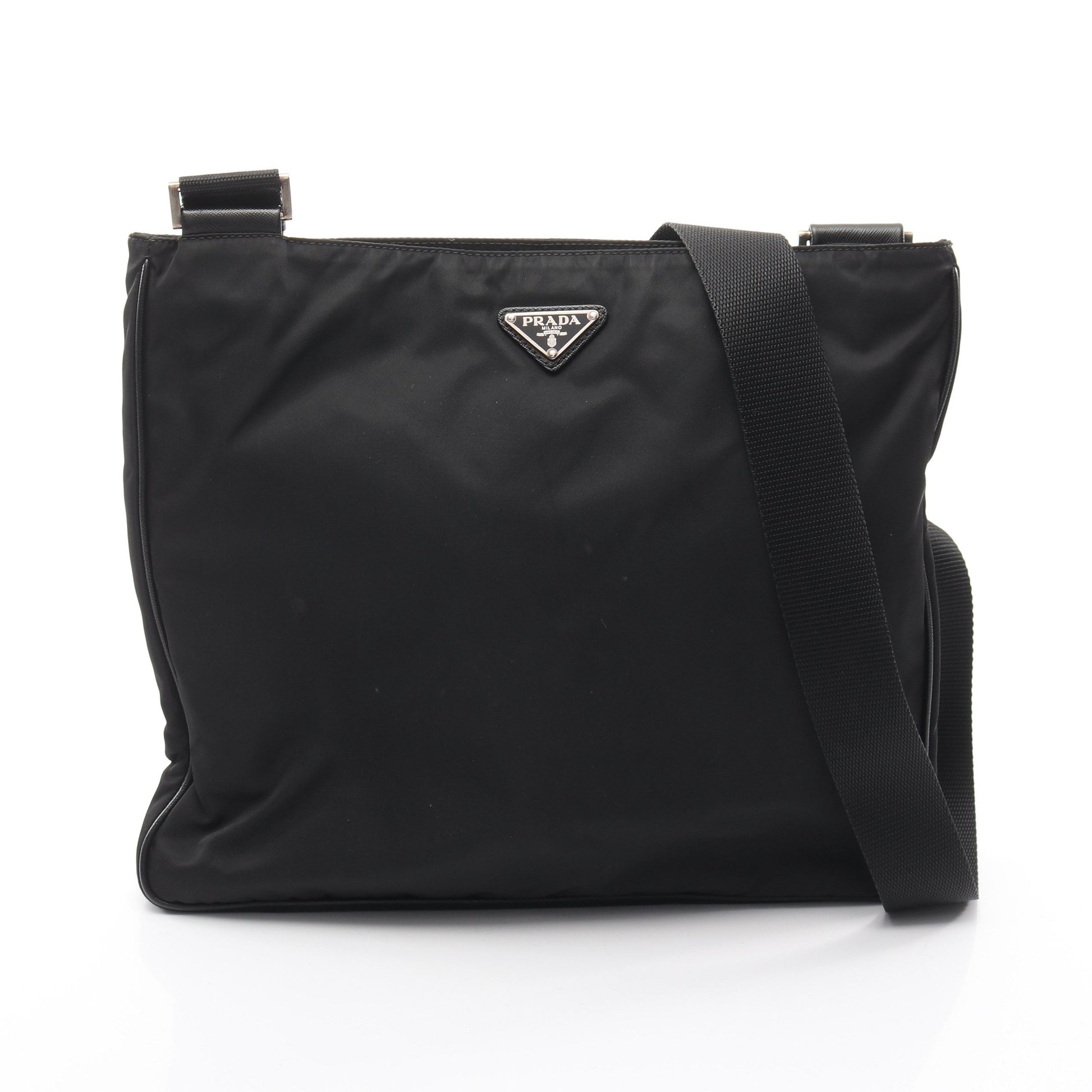 TESSUTO+SAFFI ショルダーバッグ ナイロン サフィアーノレザー ブラック プラダ バッグ PRADA