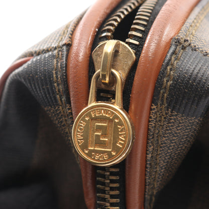 ぺカン ハンドバッグ ミニボストンバッグ PVC レザー ブラウン ブラック フェンディ バッグ FENDI
