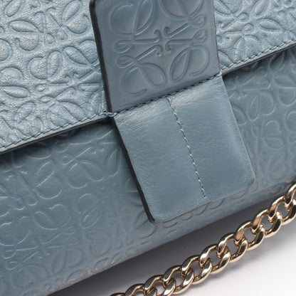 アベニュー リピートアナグラム チェーンショルダーバッグ レザー ブルー ロエベ バッグ LOEWE