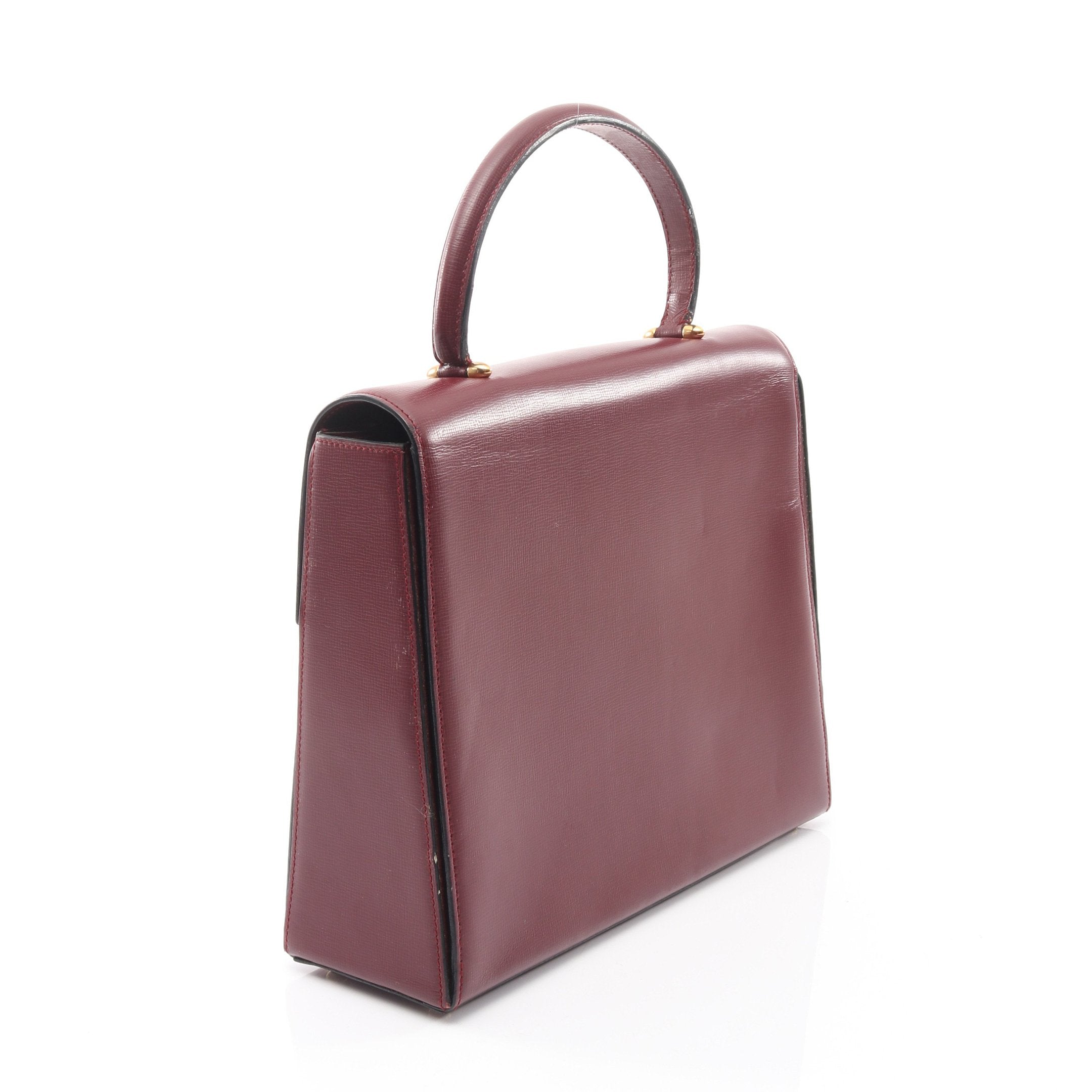 マストライン トップハンドル ハンドバッグ レザー ボルドー