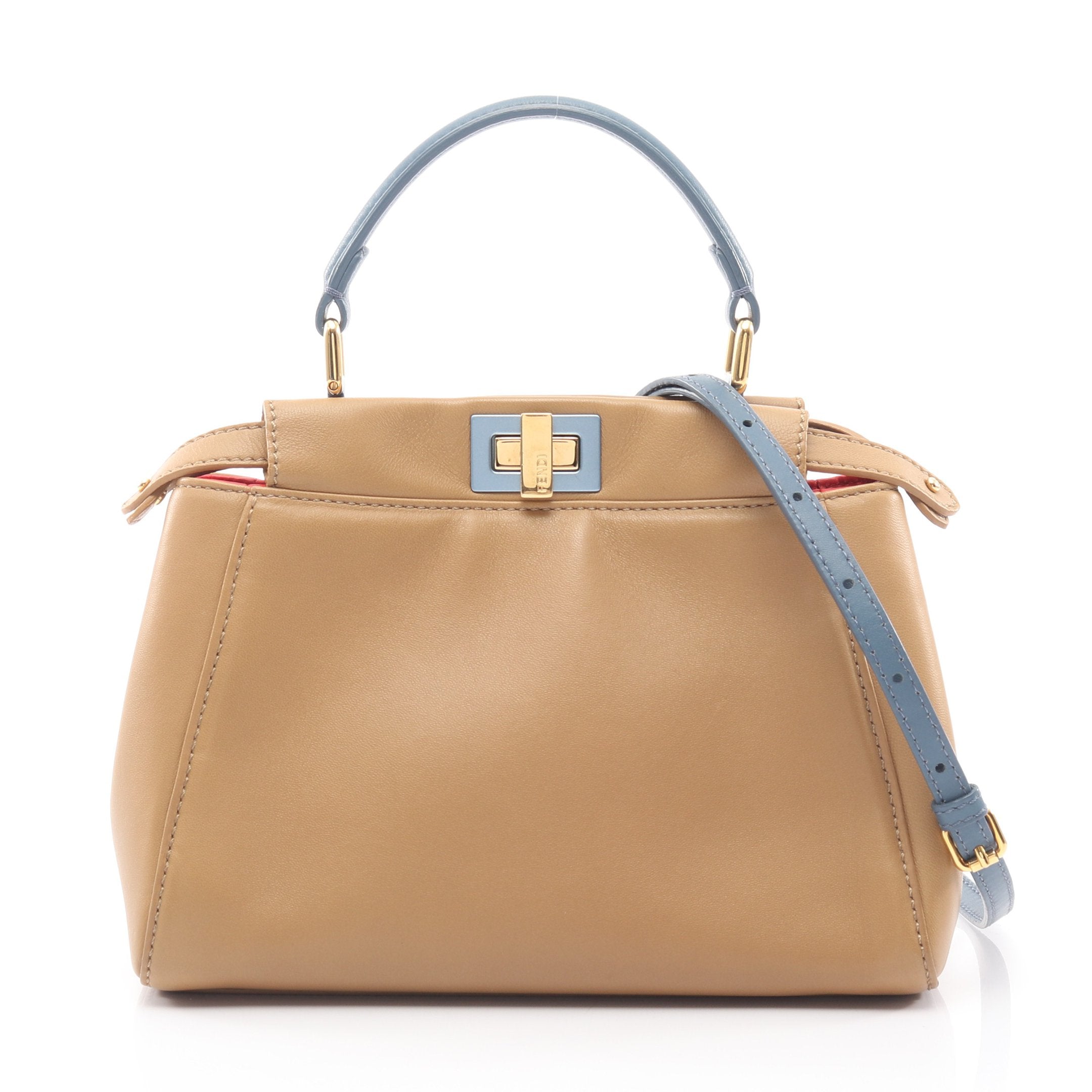 ミニピーカブー ハンドバッグ レザー ベージュ ブルーグレー 2WAY