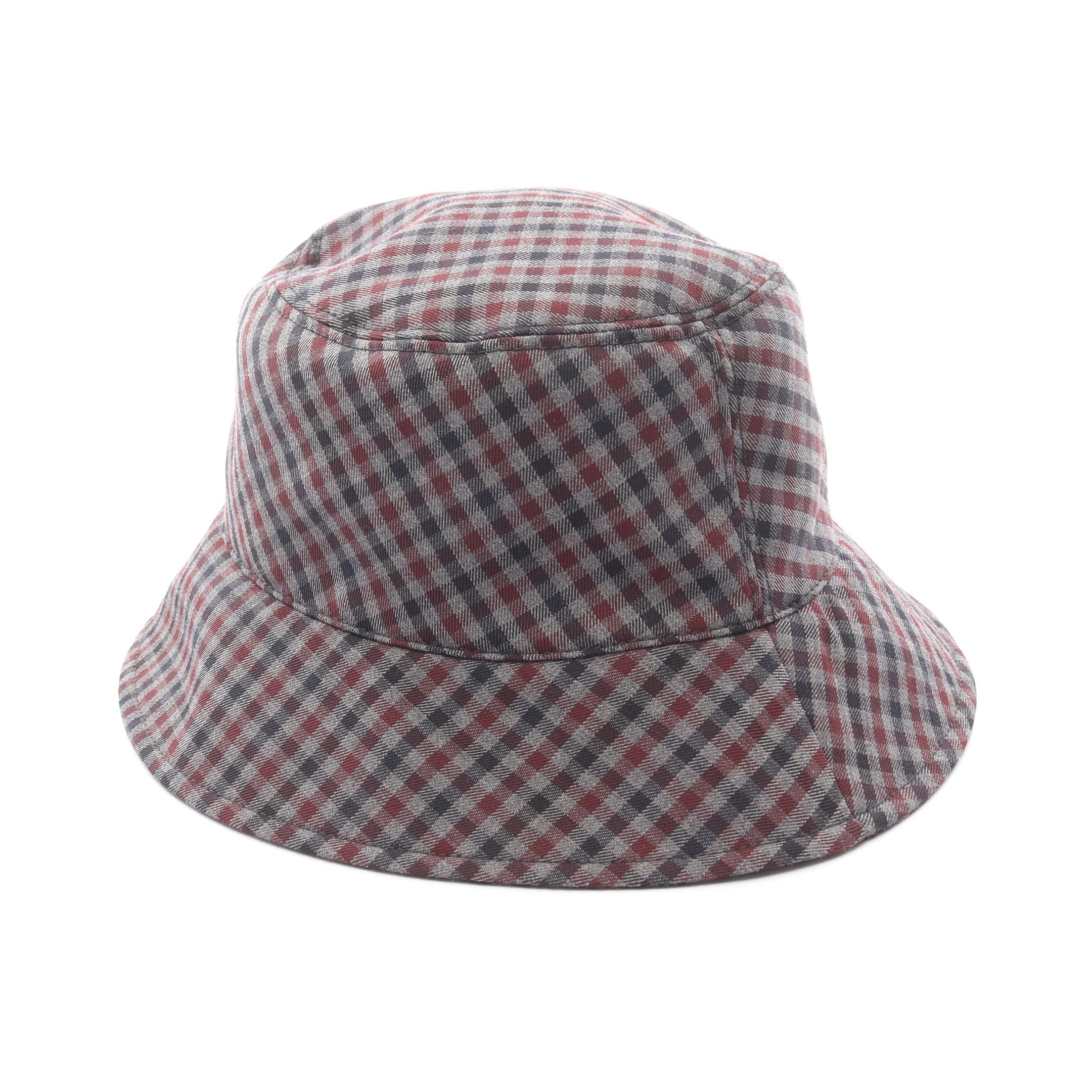 メーカー完売　再入荷なし　MIUMIUチェック柄 バケットハット ロゴ刺繍 チェック バケット ハット ウール グレー マルチカラー