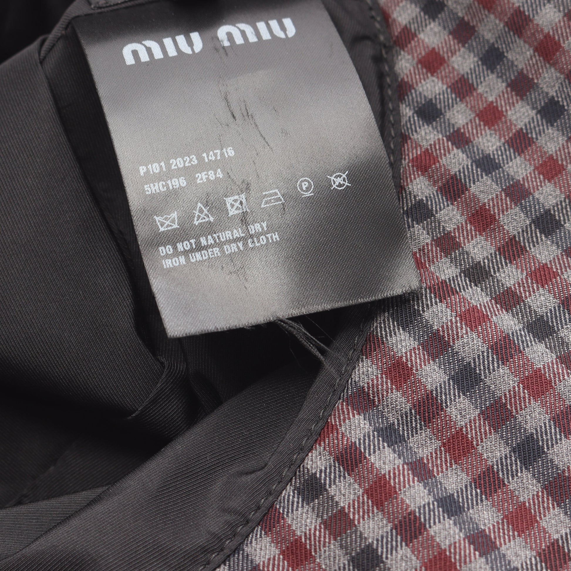 ロゴ刺繍 チェック バケット ハット ウール グレー マルチカラー ミュウミュウ 財布・小物 miu miu