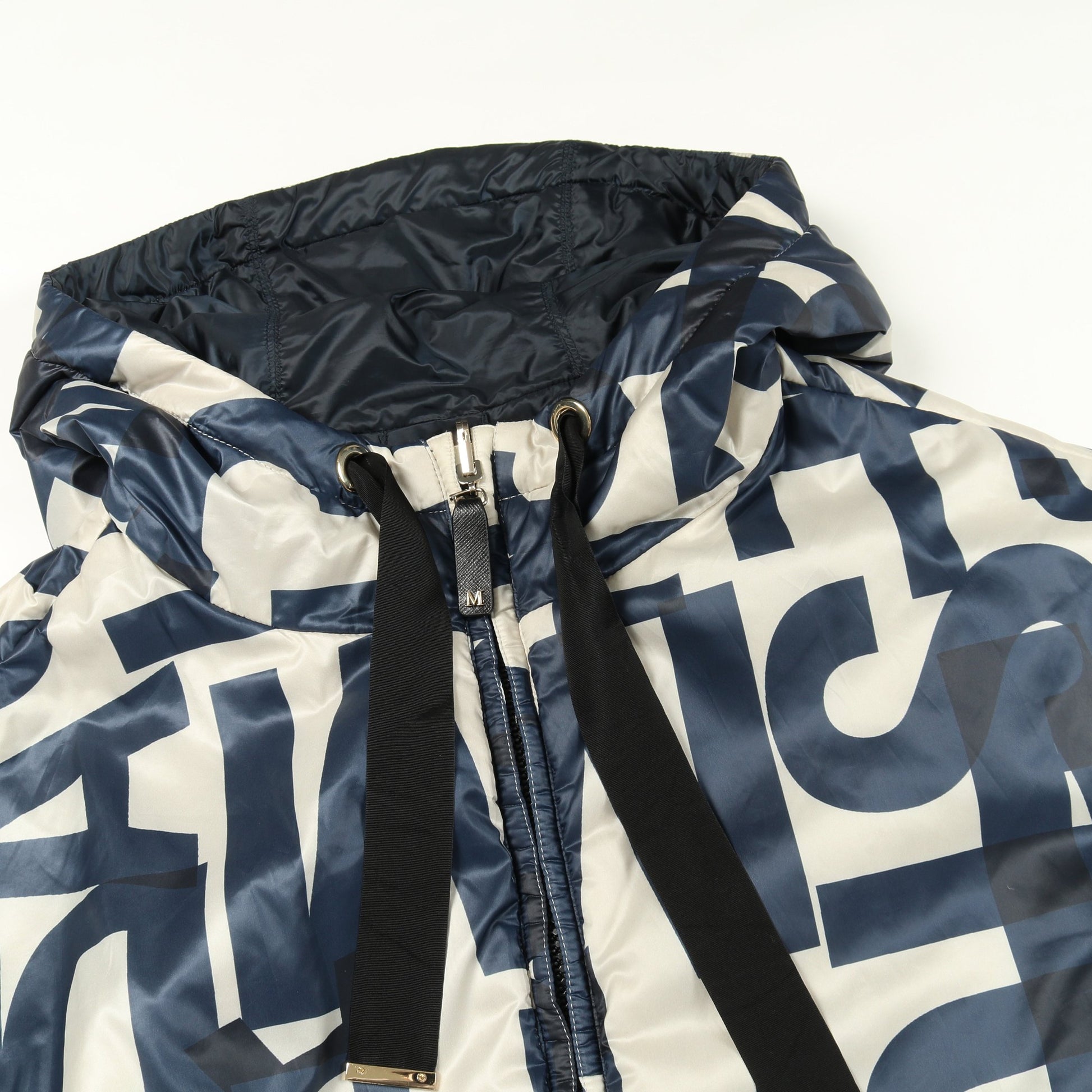 Logo Jackets CAMELUXE ジャケット 総柄 オフホワイト ネイビー フード付き 中綿 マックスマーラ アウター Max Mara