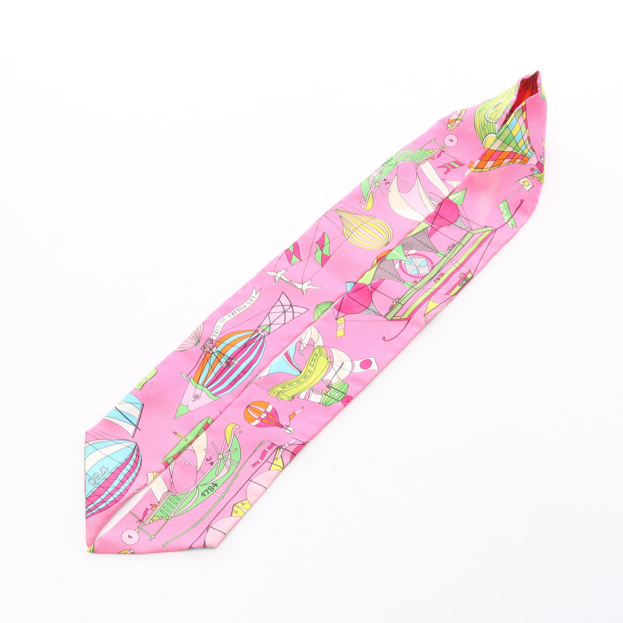 ツイリー LES FOLIES DU CIEL リボン スカーフ シルク ピンク マルチ