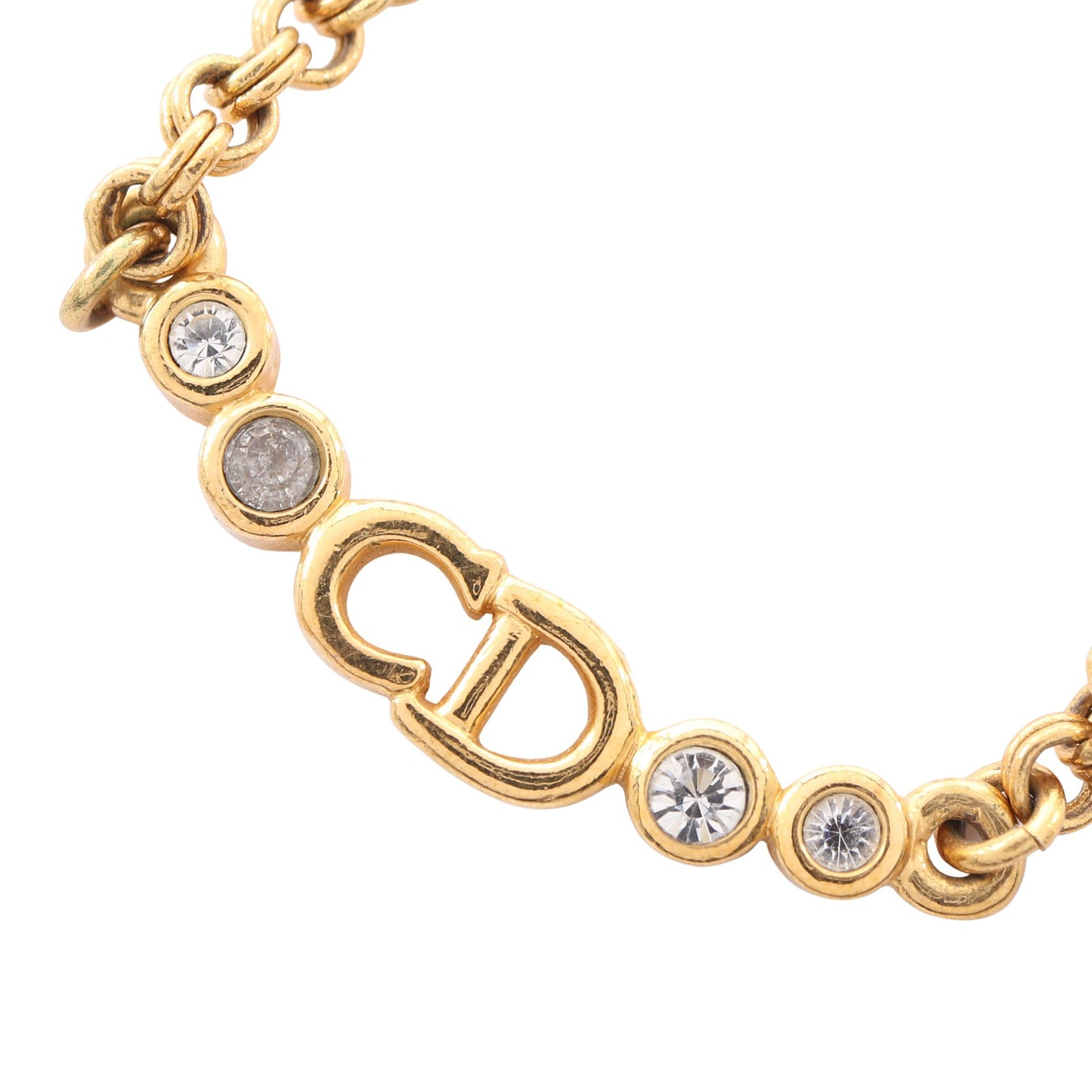 CDロゴ ネックレス GP ラインストーン ゴールド クリア クリスチャンディオール アクセサリー Christian Dior