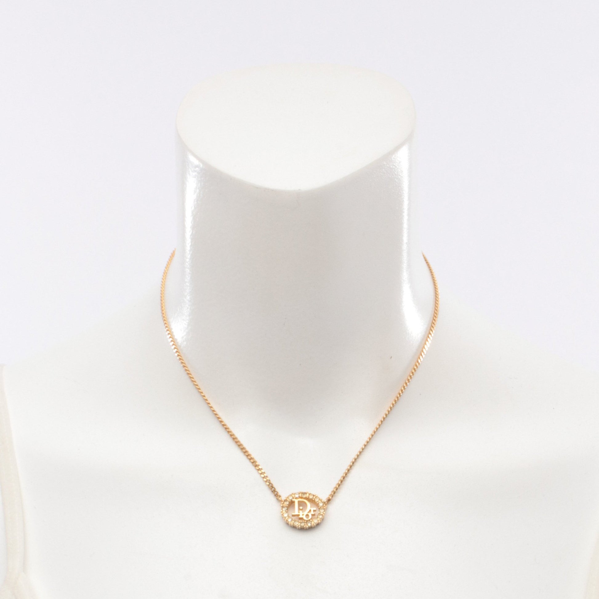 ロゴ ネックレス GP ラインストーン ゴールド クリア クリスチャンディオール アクセサリー Christian Dior