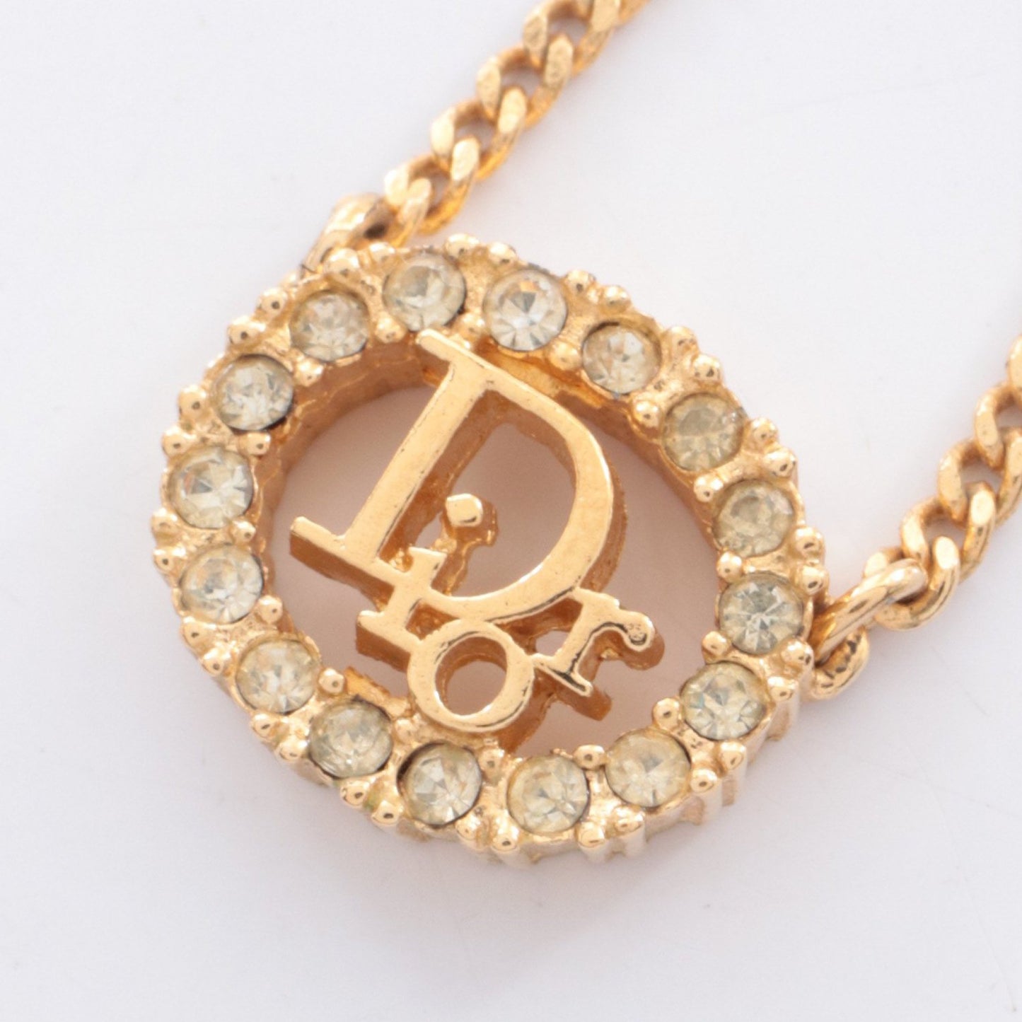 ロゴ ネックレス GP ラインストーン ゴールド クリア クリスチャンディオール アクセサリー Christian Dior