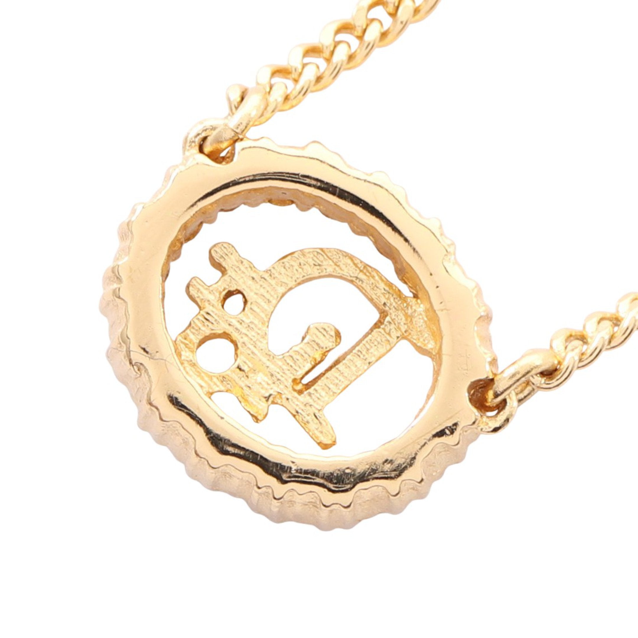 【ご予約】　美品　クリスチャン ディオール ネックレス ゴールド GP ロゴペンダント ラインストーン　中古品　其の二 Christian Dior（クリスチャン・ディオール） ディオール ロゴ