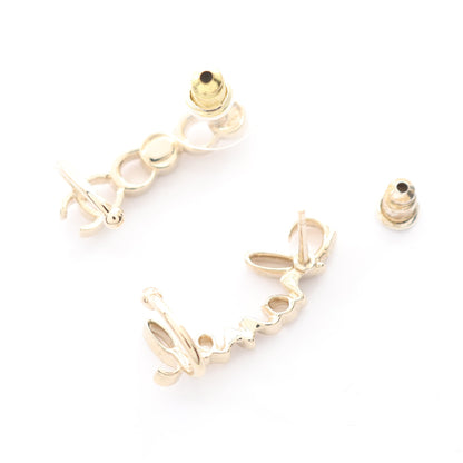 ココマーク ロゴ ピアス GP ラインストーン ゴールド クリア A22P シャネル アクセサリー CHANEL