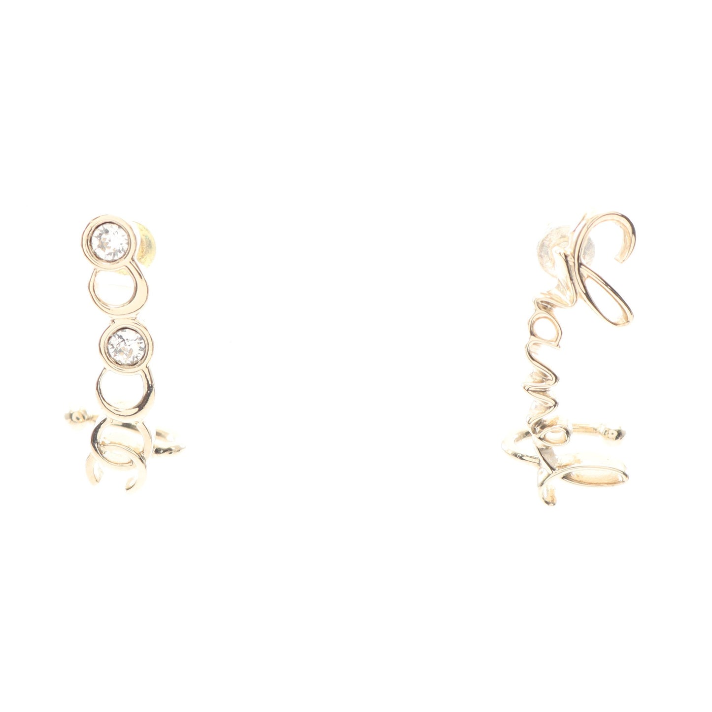 ココマーク ロゴ ピアス GP ラインストーン ゴールド クリア A22P シャネル アクセサリー CHANEL
