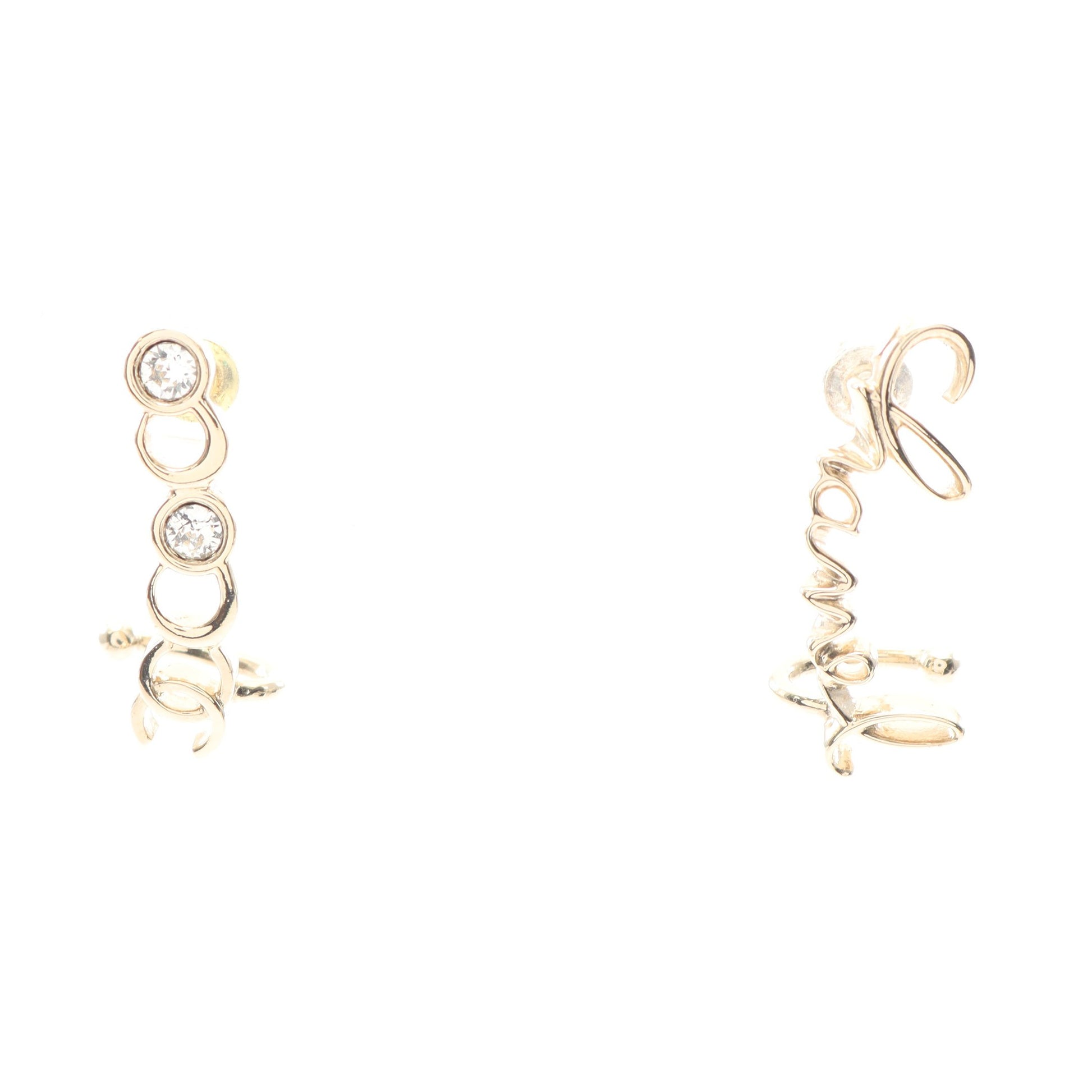 ココマーク ロゴ ピアス GP ラインストーン ゴールド クリア A22P シャネル アクセサリー CHANEL