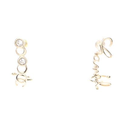ココマーク ロゴ ピアス GP ラインストーン ゴールド クリア A22P シャネル アクセサリー CHANEL
