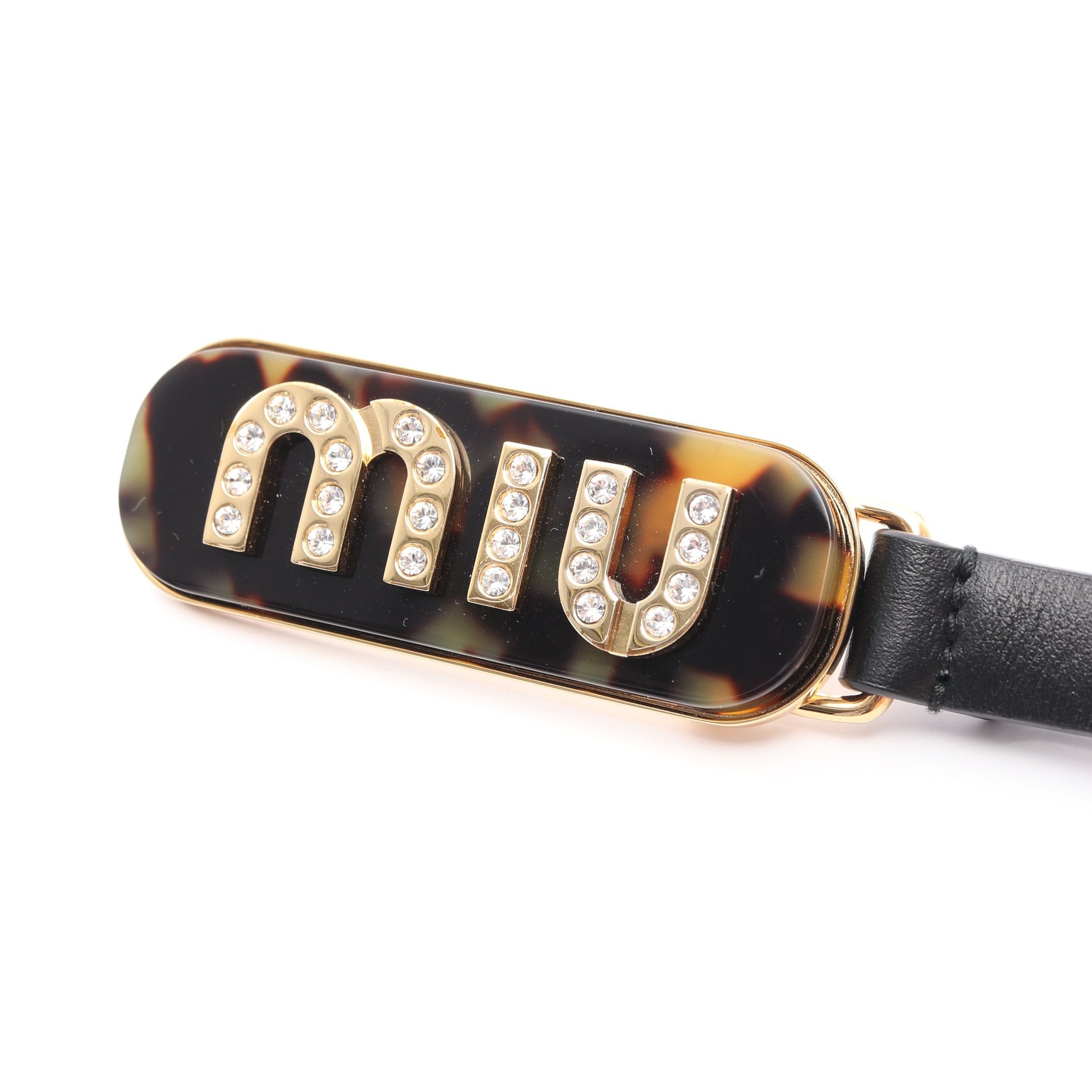 ベルト ロゴバックル レザー ブラック ラインストーン ミュウミュウ 財布・小物 miu miu