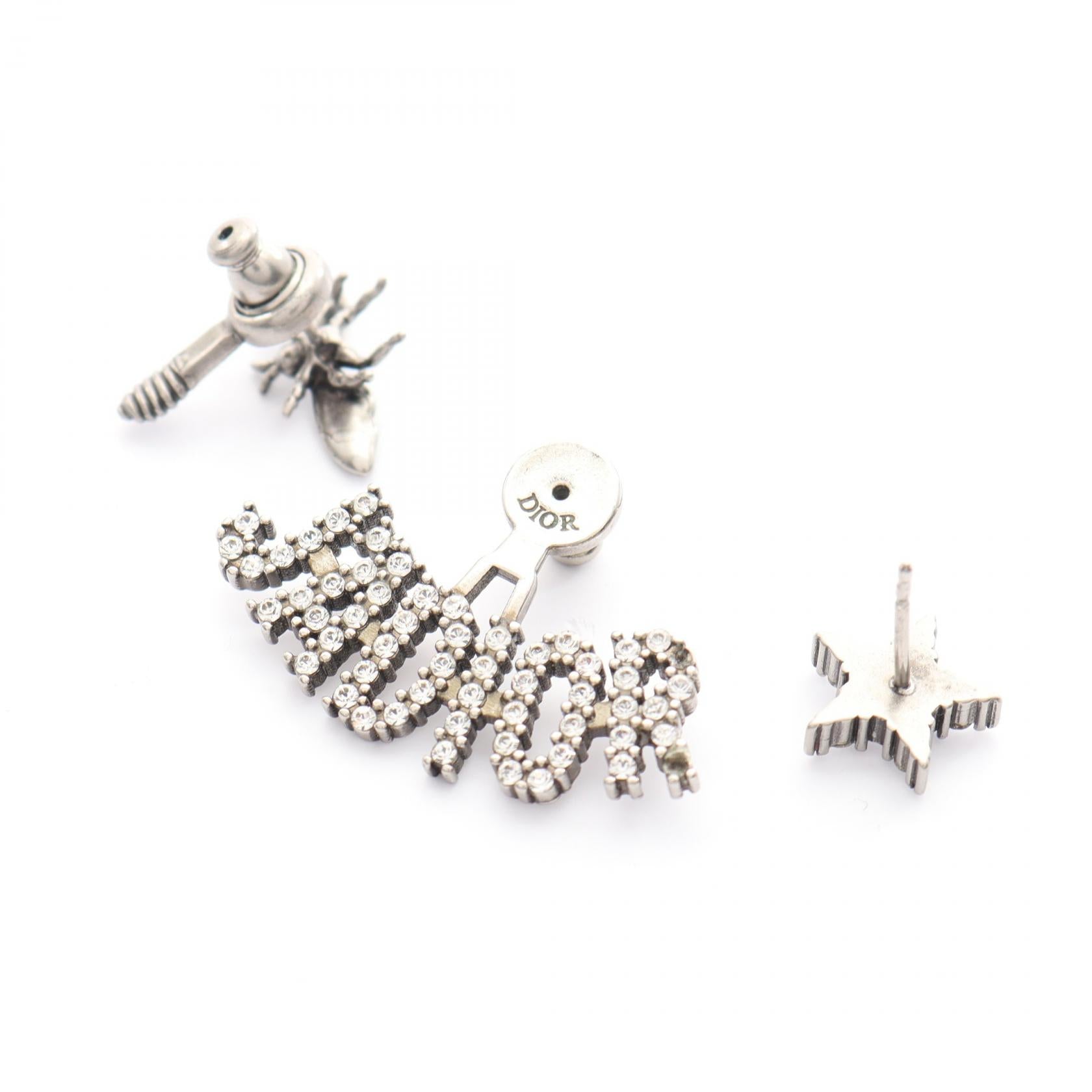 J'ADIOR BEE ピアス ラインストーン シルバー クリア ディオール アクセサリー DIOR