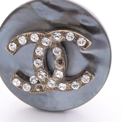 ココマーク シェル イヤリング ラインストーン グレー シルバー クリア 96A シャネル アクセサリー CHANEL