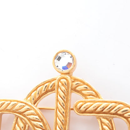 エンブレムロゴ ブローチ GP ラインストーン ゴールド クリア クリスチャンディオール アクセサリー Christian Dior