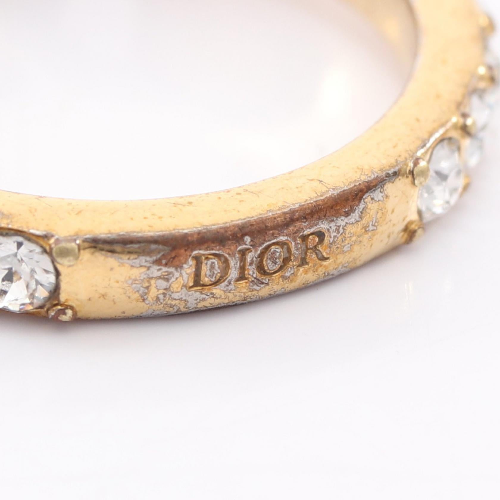 Diorロゴ リング 指輪 GP ラインストーン ゴールド クリア
