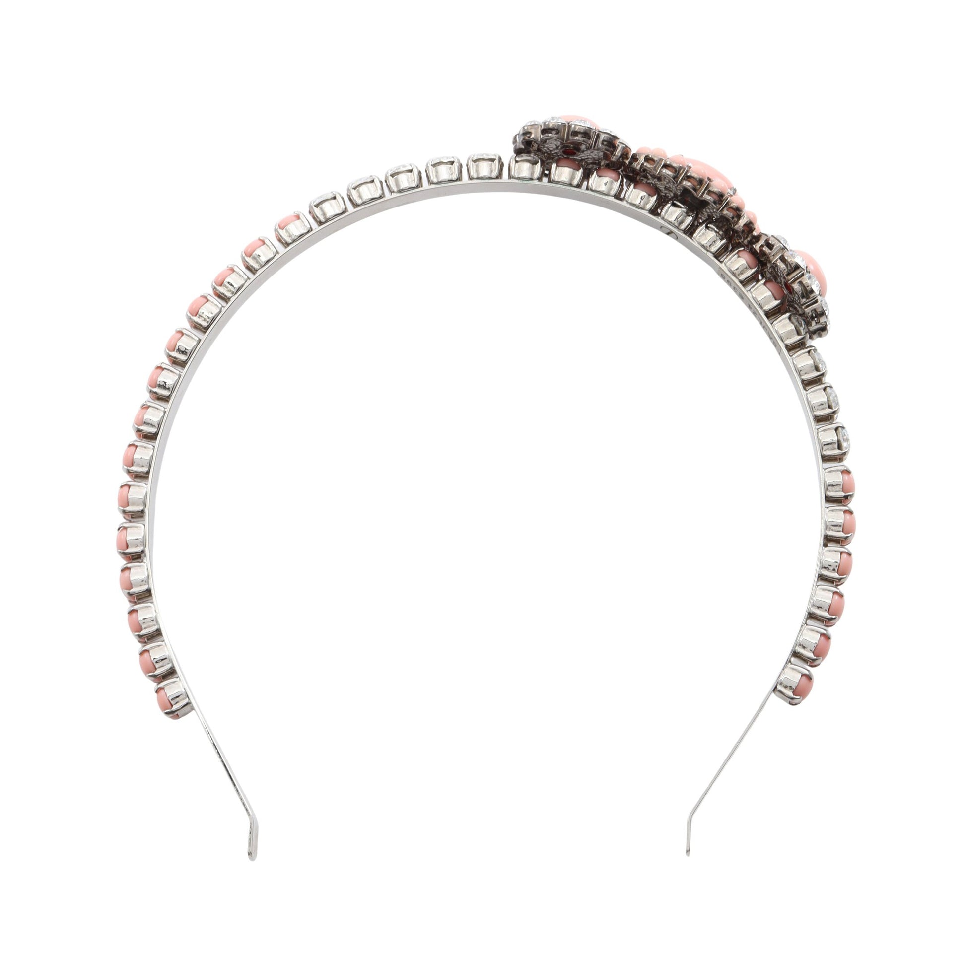 クリスタル カチューシャ ヘアアクセサリー ラインストーン シルバー ピンク クリア ミュウミュウ アクセサリー miu miu