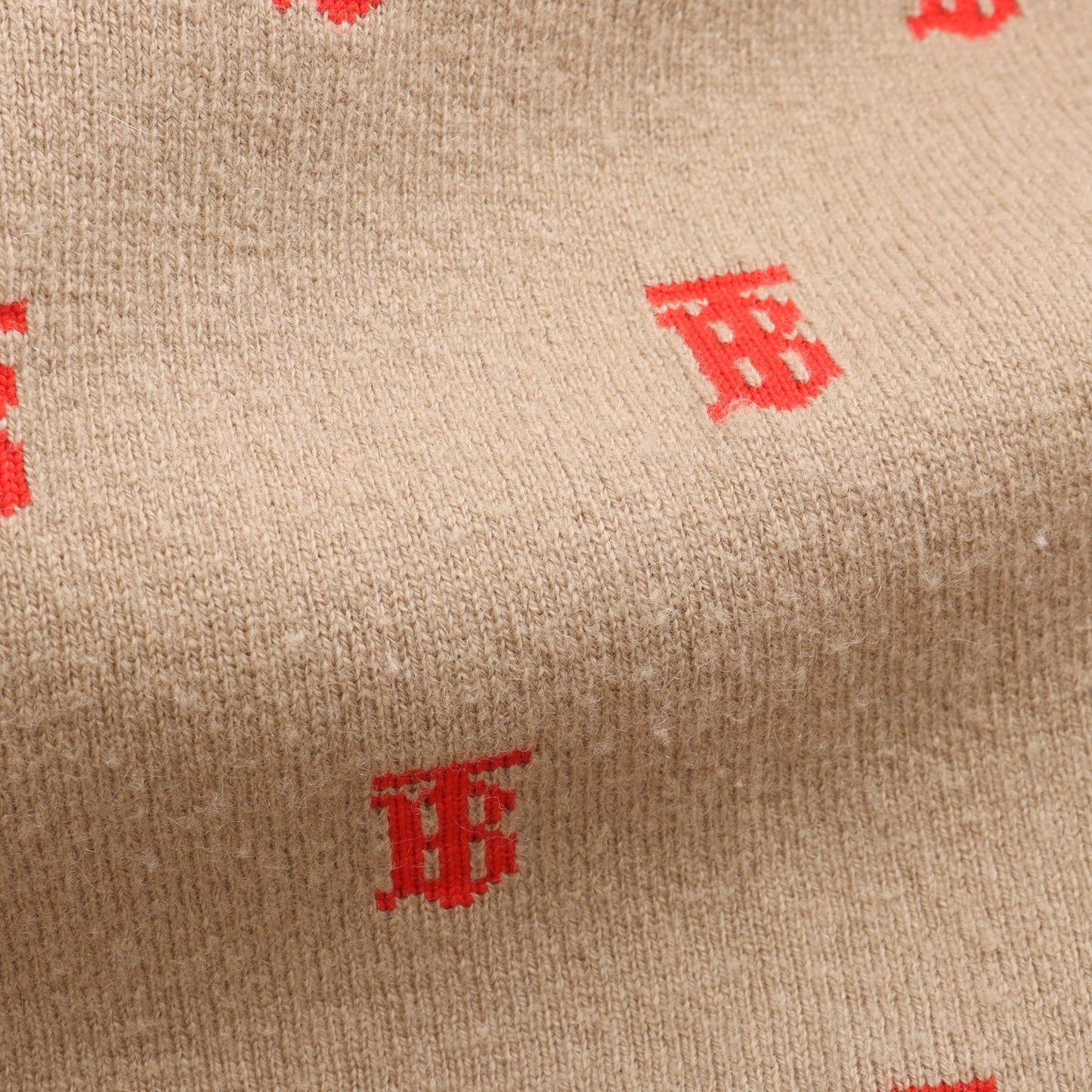 TBロゴ カーディガン ウール カシミヤ ベージュ レッド バーバリー トップス BURBERRY