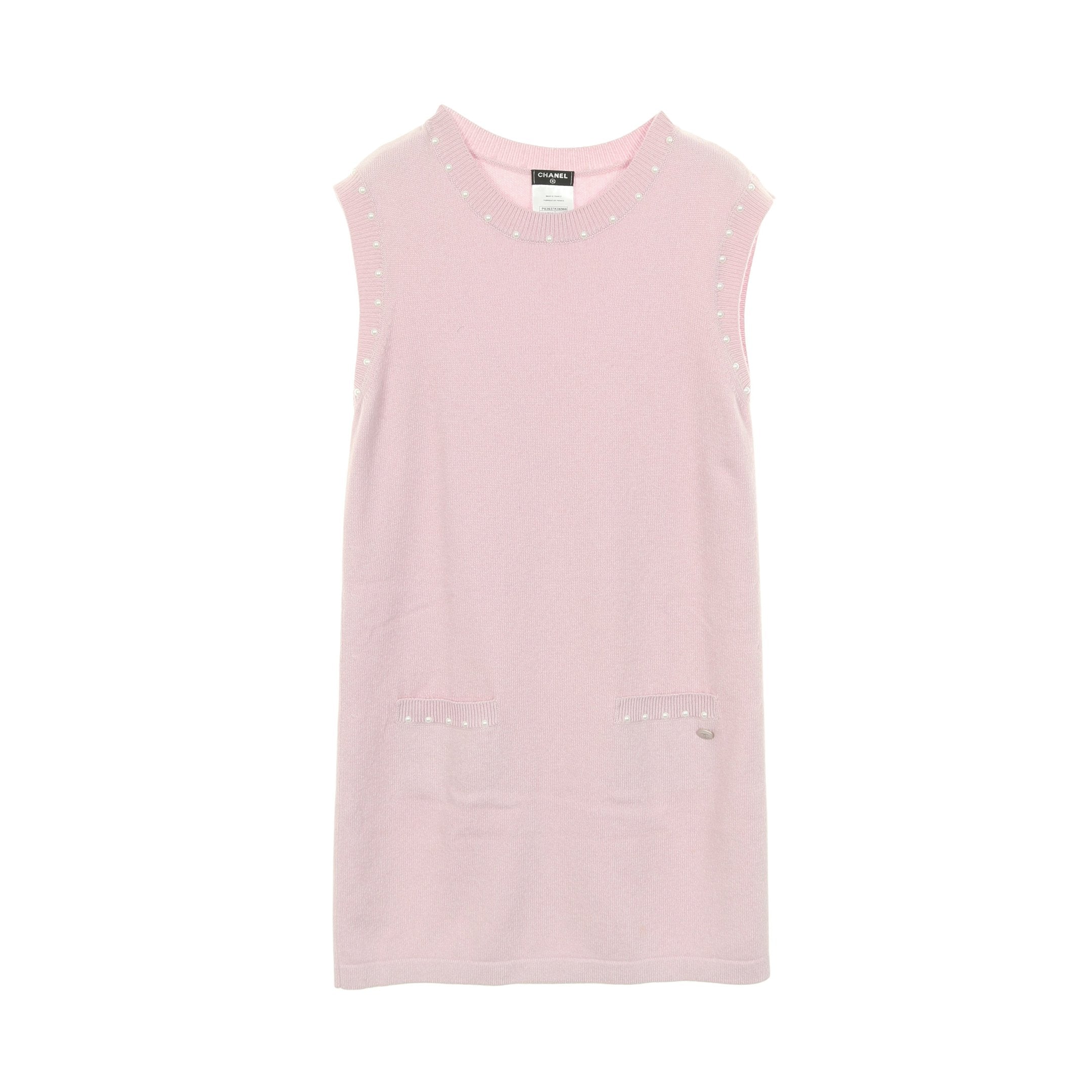 ココマークボタン ニットワンピース ノースリーブ コットン カシミヤ